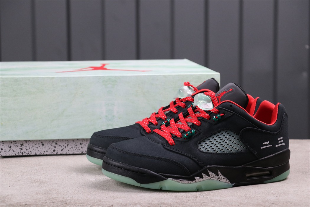 2022 Air Jordan 5 Low Clot Black Red Shoes